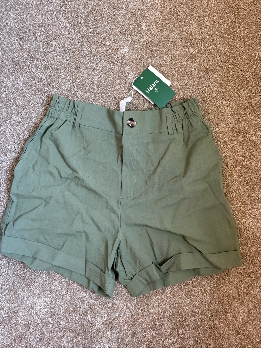 HALARA Olive Green High-Waist Relaxed Shorts